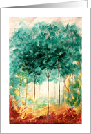 Thinking of You, Trees Abstract Landscape Art Painting, Nature, Park card