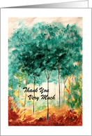 Thank You, Abstract Landscape Art, Skinny Trees Park Painting card