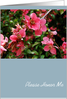 Matron of Honor Request, Please Honor Me, Pink Floral card