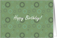 Happy Birthday, Green Circles, Vintage Retro Design