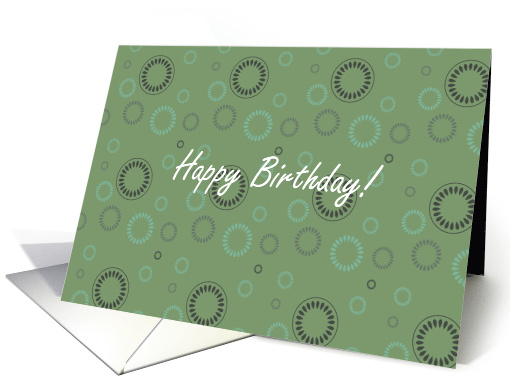 Happy Birthday Blank Card Green Circles Vintage Retro... (370832)