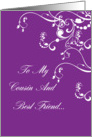 Bridesmaid Maid Of Honor Request - Cousin Best Friend card