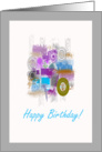 Happy Birthday Retro Grunge Art card
