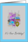 For Work - Happy Birthday Retro Grunge Art card