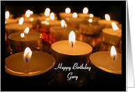 Happy Birthday Gary, Lit Candles, Name Specific Birthday Wishes card