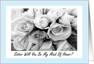 Sister Be My Maid Of Honor? Wedding Request Invitation card