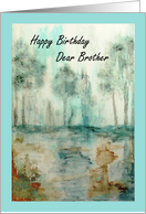 Happy Birthday Dear Brother, Abstract Landscape Art, Trees Painting card