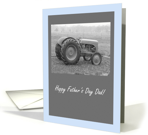 Happy Father's Day Dad Vintage Tractor Countryside Gray and Blue card