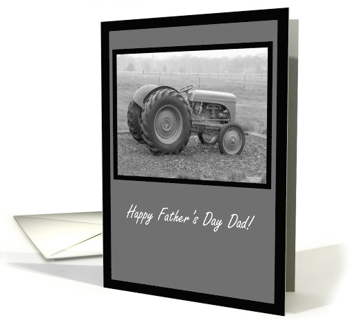Happy Father's Day Dad Vintage Tractor Farm Scene Black and White card