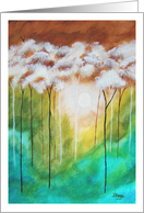 Dawns Early Light, Abstract Landscape Art, Tall Skinny Trees card
