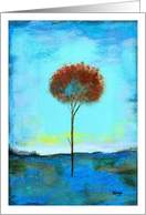 Significant, Abstract Landscape Art Painting, Tall Skinny Red Tree card