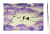 A Mothers Blessings, Birds In Tree, Purple Clouds, Abstract Art card