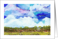 Glorious, Abstract Landscape Art Painting, Farm in the Country card