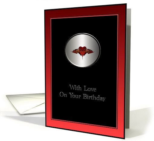 With Love on Your Birthday love heart design card (370700)