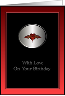 With Love on Your Birthday love heart design card