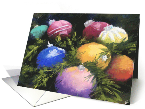 Christmas Ornaments Tucked in Evergreens card (1703810)