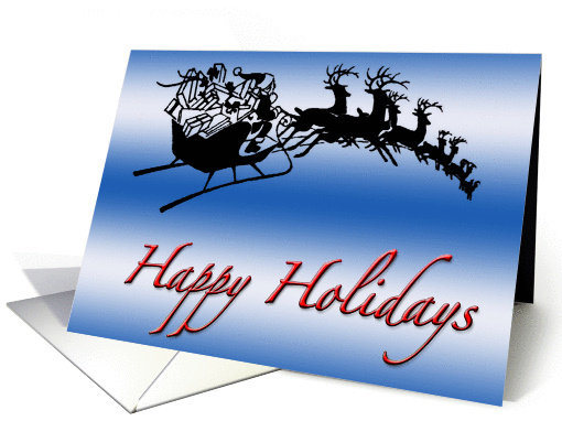 Happy Holiday Santa Sleigh-Blank card (375480)