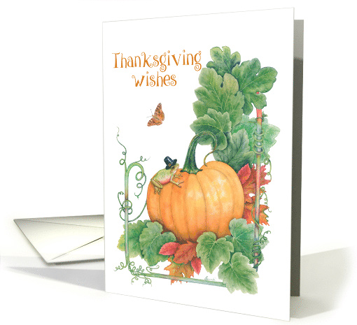 Thanksgiving Wishes with Pilgrim Frog and Butterfly card (1654134)