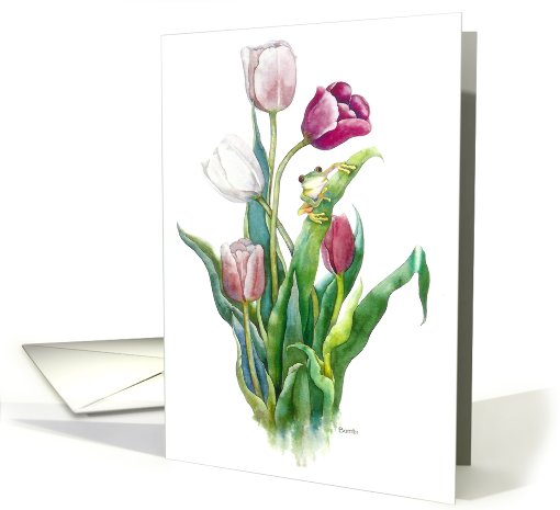 Frog & Tulips - Sympathy card (475273)