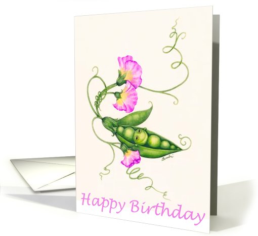Pink Sweet Pea birthday card (579982)