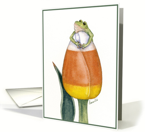 Candy Corn Tulip with Frog card (827705)