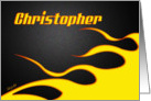 Racing Flame Birthday Christopher card