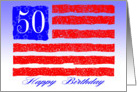 50th Birthday US Flag card