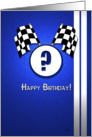 Blue Racing Birthday: Age card