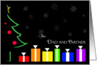 Rainbow Presents: Dad and Partner Christmas card