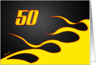 Racing Flame Birthday 50 card