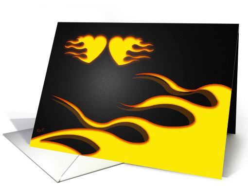 Valentine's Day Racing Flames: Two Hearts card (1399836)