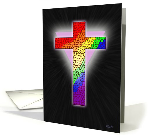 Rainbow Cross: Gay Note card (472615)