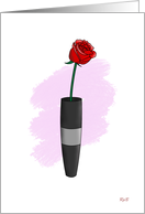 One Love Birthday, red rose in gray vase card