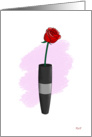 One Love Birthday, red rose in gray vase card