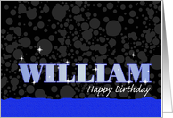 Happy Birthday William, Blue Sparkle Like card