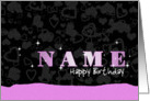 Happy Birthday: Name Pink Sparkle card