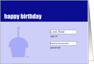 Happy Birthday Friend: Login Page card