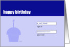 Happy Birthday Friend: Login Page card