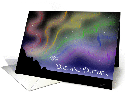 Rainbow Northern Lights: Dad and Partner Christmas card (885752)