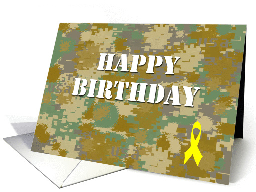 Happy Birthday : Military Yellow Ribbon card (898604)