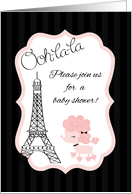 Paris Pink Poodle Eiffel Tower Baby Shower Invitation card