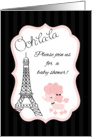 Paris Pink Poodle Eiffel Tower Baby Shower Invitation card