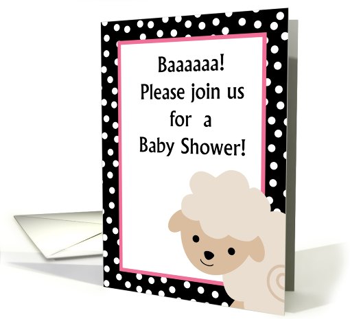 Pink Girl Farm Sheep Baby Shower Invitation card (745883)