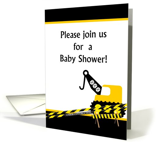 Yellow Crane Construction Baby Shower Invitation card (745888)