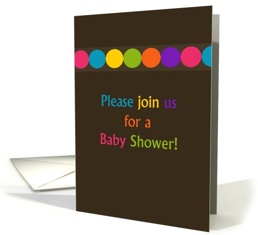 Colorful Polka Dots on Brown Baby Shower Invitation card (745899)