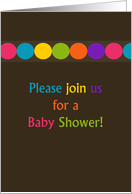 Colorful Polka Dots on Brown Baby Shower Invitation card