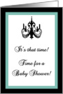 Chic Chandelier Blue and Black Baby Shower Invitation card