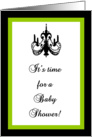 Chic Chandelier Lime Green and Black Baby Shower Invitation card