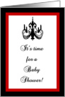 Chic Chandelier Crimson Red and Black Baby Shower Invitation card
