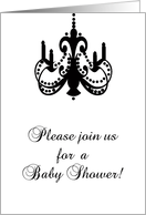 Chic Chandelier Black and White Baby Shower Invitation card